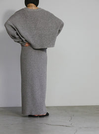 メランジリブニットショートカーディガン