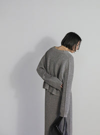 メランジリブニットショートカーディガン