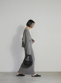 メランジリブニットショートカーディガン