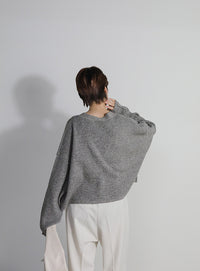 メランジリブニットショートカーディガン