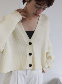 メランジリブニットショートカーディガン