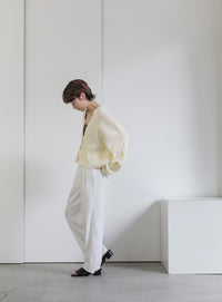 メランジリブニットショートカーディガン