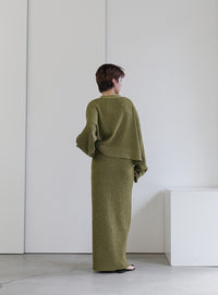 メランジリブニットショートカーディガン