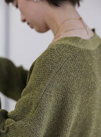 メランジリブニットショートカーディガン