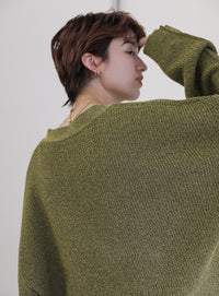 メランジリブニットショートカーディガン