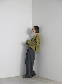 メランジリブニットショートカーディガン