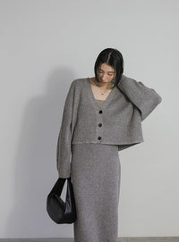 メランジリブニットロングスカート