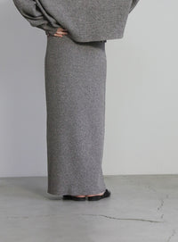 メランジリブニットロングスカート