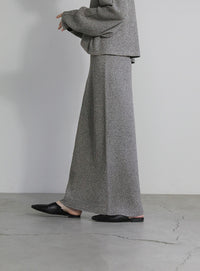 メランジリブニットロングスカート