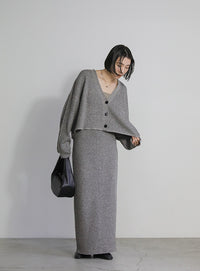 メランジリブニットロングスカート