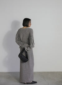 メランジリブニットロングスカート