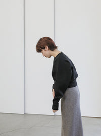 メランジリブニットロングスカート