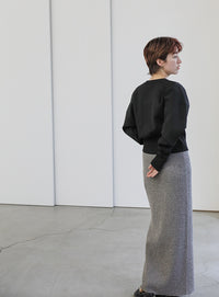 メランジリブニットロングスカート