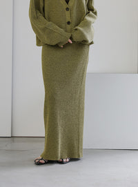 メランジリブニットロングスカート