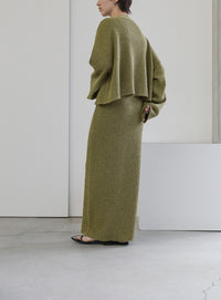 メランジリブニットロングスカート