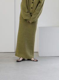 メランジリブニットロングスカート