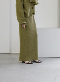 メランジリブニットロングスカート