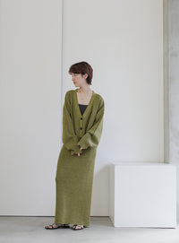 メランジリブニットロングスカート