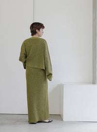 メランジリブニットロングスカート