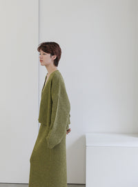 メランジリブニットロングスカート