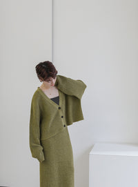 メランジリブニットロングスカート