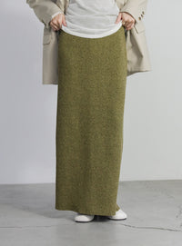 メランジリブニットロングスカート