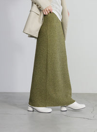 メランジリブニットロングスカート