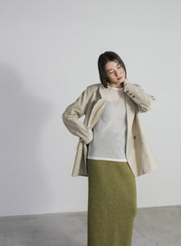 メランジリブニットロングスカート