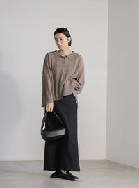 チェックパターンシアーポロニット