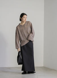 チェックパターンシアーポロニット