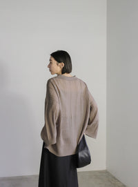 チェックパターンシアーポロニット