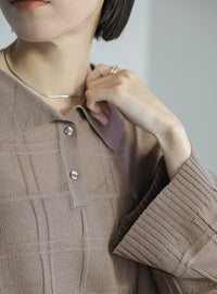 チェックパターンシアーポロニット