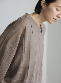 チェックパターンシアーポロニット