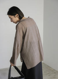 チェックパターンシアーポロニット