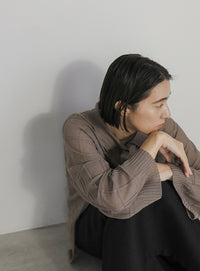 チェックパターンシアーポロニット