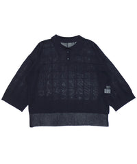 チェックパターンシアーポロニット