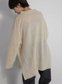 チェックパターンシアーポロニット