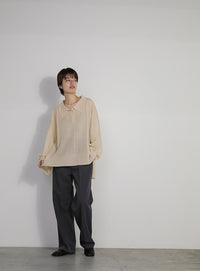 チェックパターンシアーポロニット