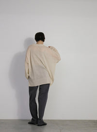 チェックパターンシアーポロニット