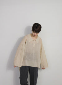 チェックパターンシアーポロニット