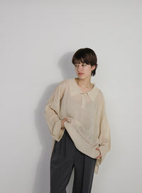 チェックパターンシアーポロニット