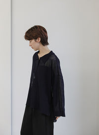 チェックパターンシアーポロニット