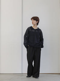 チェックパターンシアーポロニット