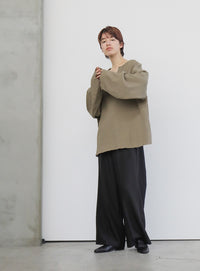 キーネックワッフルトップス