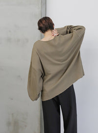 キーネックワッフルトップス