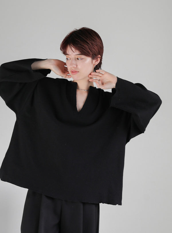 キーネックワッフルトップス