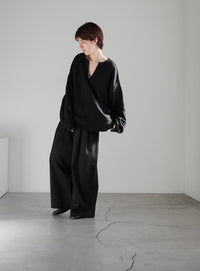 キーネックワッフルトップス