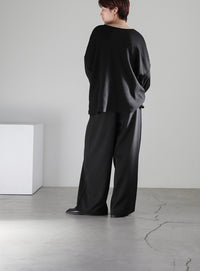 キーネックワッフルトップス