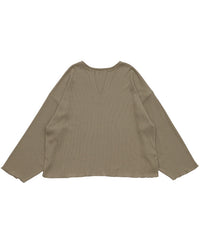 キーネックワッフルトップス