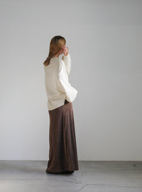 キーネックワッフルトップス